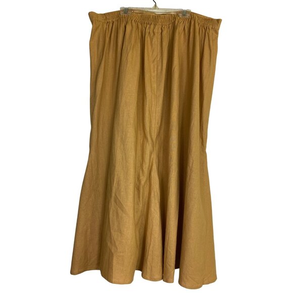 Allison Woods Plus Size 24W Mustard Yellow Linen Jacket & Skirt Set Suit Classic - Picture 4 of 11